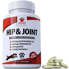 Triple Strength 800mg Glucosamine for Dogs with Chondroitin, MSM & Vitamin C (Beef Flavour Tablets)